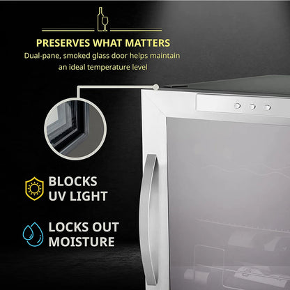 Schmécké 12 Bottle Compressor Wine Cooler Refrigerator w/Lock - Large Freestanding Wine Cellar