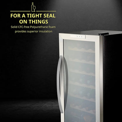 Schmécké 28 Bottle Compressor Wine Cooler Refrigerator w/Lock - Large Freestanding Wine Cellar
